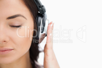 Woman the eyed closed enjoying music