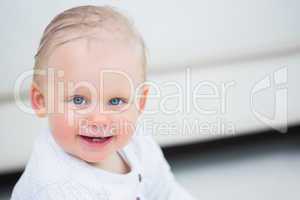 Blonde baby with blue eyes