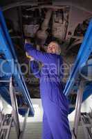 Man repairing a car