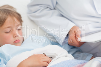 Child sleeping on a medical bed