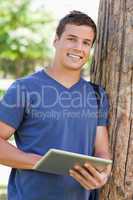 Close-up of a student using a touch pad