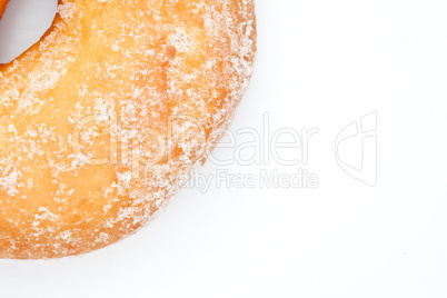 Close up of doughnut with icing sugar