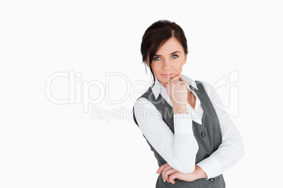 Seductive businesswoman posing