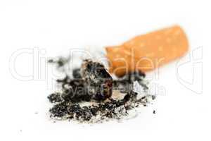 Close up of a cigarette put out