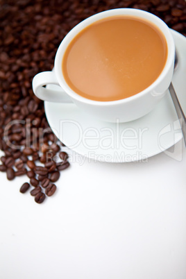 White coffee with beans