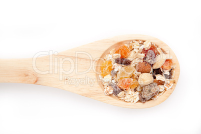Wooden spoon with muesli