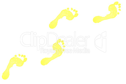 Four yellow footprints