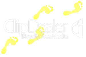 Four yellow footprints
