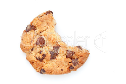 Close up of a cookie with a big part missing
