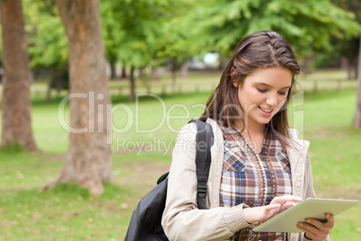 First-year student using a touch pad