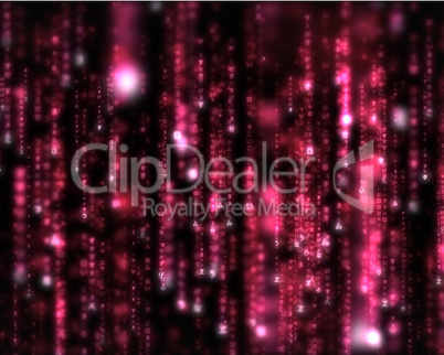 Lines of pink blurred letters falling