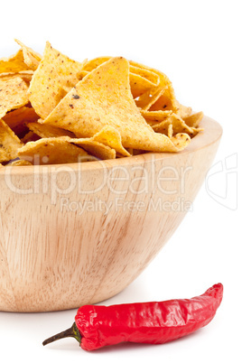Pimento near to a bowl of crisps