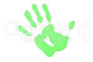 One green handprint