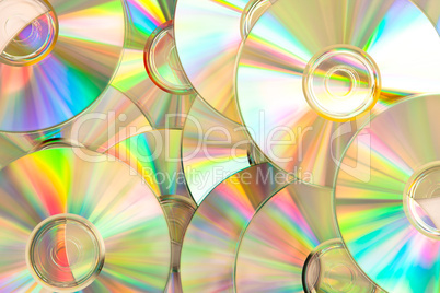 Compact discs piled up