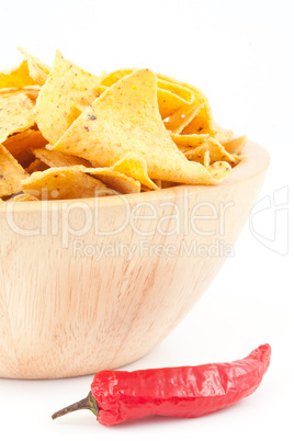 Pimento next to a bowl of crisps