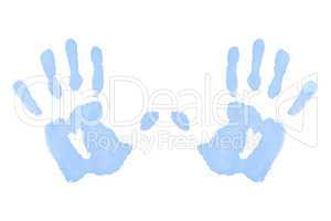 Two blue symmetric handprints