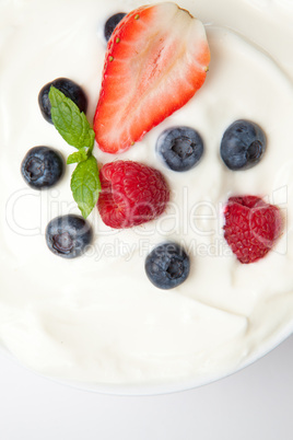 Berries in a white cream