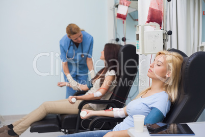 Nurse taking care of a blood donor