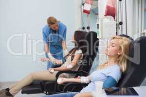 Nurse taking care of a blood donor