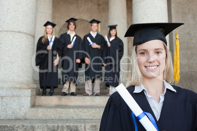 Close-up of a blonde graduate