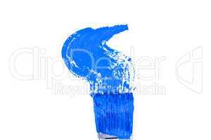 Blue brush stroke forming a zigzag against a white background