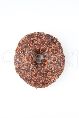 Close up of a chocolate doughnut