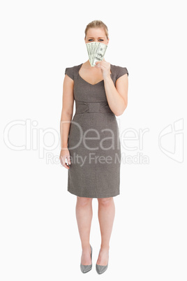 Businesswoman showing banknotes