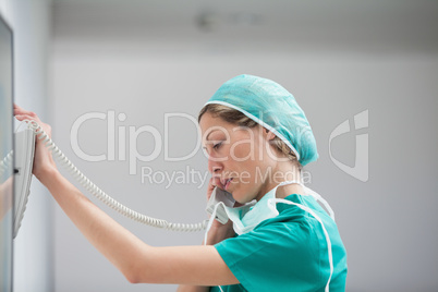 Female surgeon calling