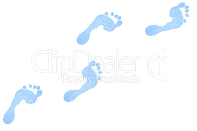 Four blue footprints