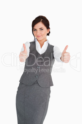 Beautiful businesswoman the thumbs-up