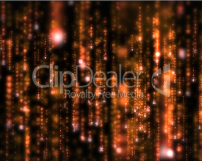 Lines of orange blurred letters falling