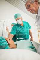 Doctor looking at a female patient