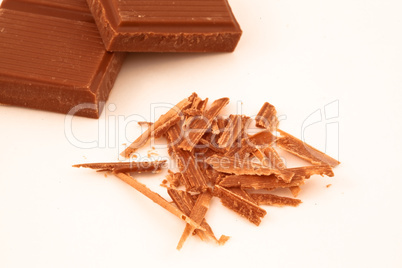 Chocolate shavings and chocolate pieces together