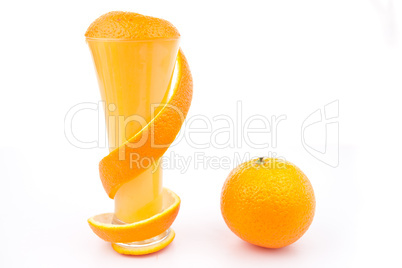 Orange peel surrounding a glass