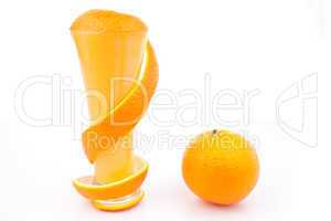 Orange peel surrounding a glass