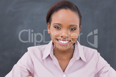 Front view of a teacher looking at camera