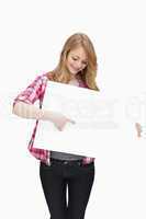 Woman looking at a blank board