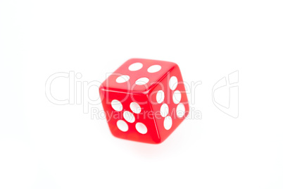 Red dice in motion