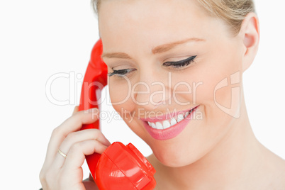 Face of woman calling