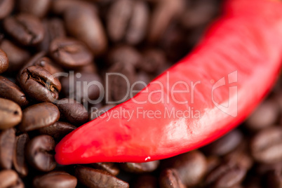 Red pepper and coffee beans together