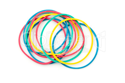 Group of multi coloured elastics