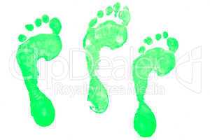 Three green footprints
