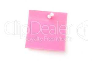Pink adhesive note with pushpin
