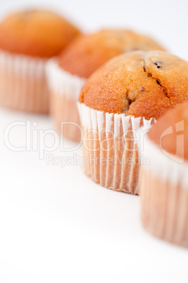 Close up on four muffins