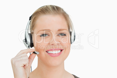 Woman working in a call center