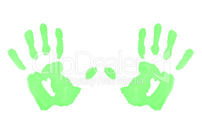 Two green symmetric handprints