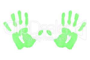 Two green symmetric handprints