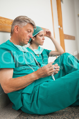 Surgeons waiting in the corridor