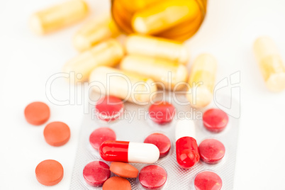 Close up of medications dispersed
