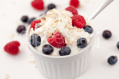 Sweet berries in whipped cream